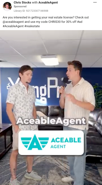 AceableAgent: Chris Stocks - Influencer, Organic, Paid partnership
